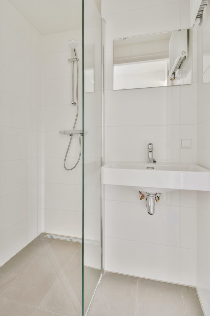 a shower cabin with a glass
